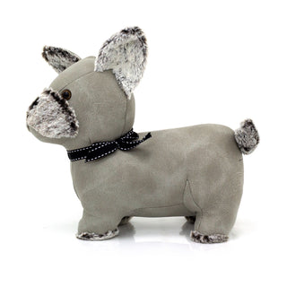 Chico Chihuahua Doorstop | Faux Leather Weighted Grey Puppy Dog Door Stop 1.7kg