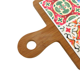 Tuscany Ceramic Inlay Cheese Board, Square Wooden Serving Board - 33cm