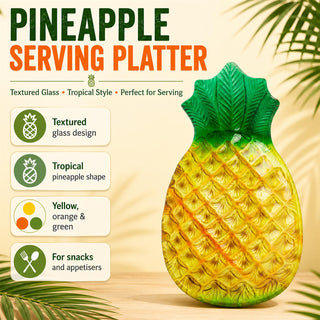 Pineapple Serving Platter 35cm Textured Glass Tropical Party Plate Dish