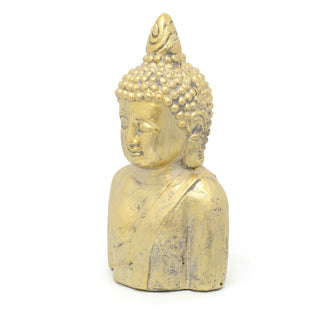 41cm Large Gold Buddha Garden Ornament | Antique Style Outdoor Buddha Statue | Buddha Head Bust Figurine Sculpture