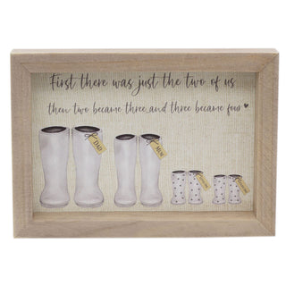 Delightful Wellington Boots Family Plaque | Wall Hanging Sign Family Wall Art | Shabby Chic Home Accessories