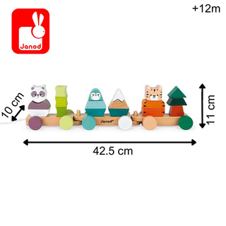 Janod Animal Train | Wooden Train and Stacking Game With WWF Partnership | 12m+