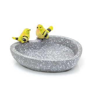 Heart Shaped Grey Garden Bird Bath | Outdoor Bird Water Bath Garden Ornament | Birdbath Bowl Bird Feeder Bird Water Bath Garden Decor - 25cm