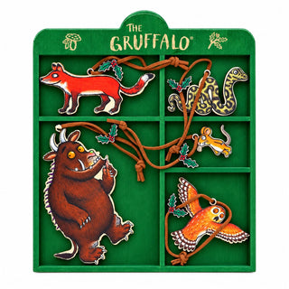 The Gruffalo & Friends Set of 5 Wooden Christmas Tree Decorations, Gisela Graham