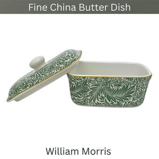 William Morris Larkspur Butter Dish, Fine China Butter Dish with Lid - 16cm