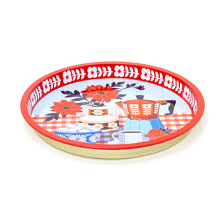 Printer Johnson - Kitchen Deep Well Tin Tray | Round Kitchen Serving Tray - 30cm