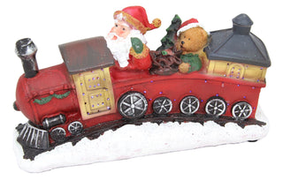 Light Up LED Glitter Santa Father Christmas Train Ornament