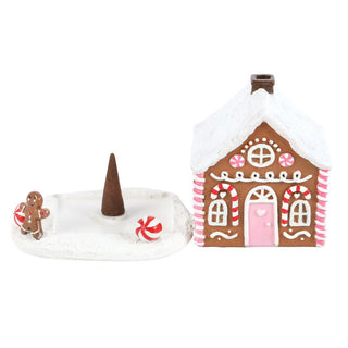 Pink Gingerbread House Incense Burner | Christmas Ornament with Cinnamon Cones