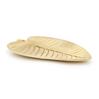 38cm Wooden Leaf Decorative Tray | Palm Leaf Ornamental Storage Display Tray | Botanical Display Plate