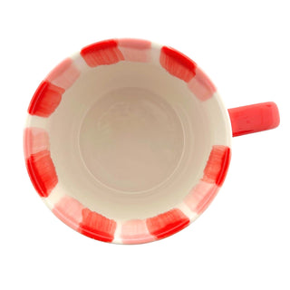 Hand Painted Candy Stripe Mug 300ml Red & Pink Fine China Tea Coffee Cup