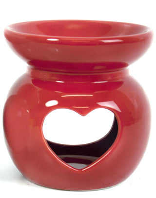 Chunky Ceramic Heart Incense Oil Burner ~ Red