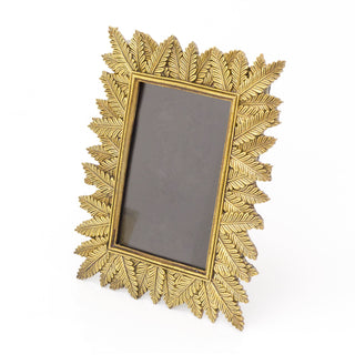 4x6 Antique Gold Tone Palm Leaf Photo Frame | Free Standing Resin Vintage Style 6x4 Picture Frame | Single Aperture Ornate Picture Frame Photo Holder