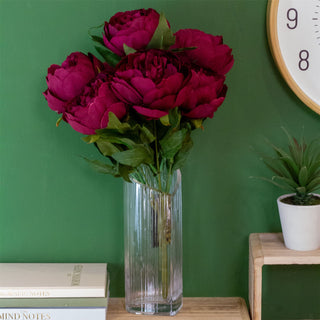 Artificial Peony Bouquet | Faux Peonies Flowers Posy Wedding Flowers - Burgundy