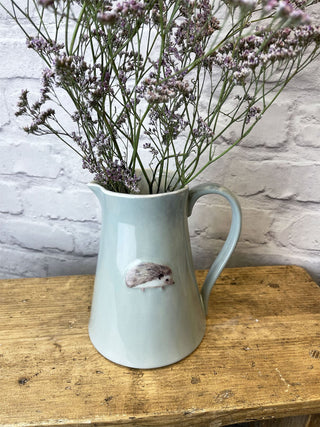 Embossed Hedgehog Ceramic Serving Jug | Hedge Hog Water Pitcher China Milk Jug | Country Kitchen Jugs Porcelain Flower Vase