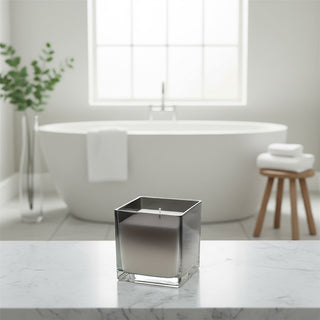 Bergamot and Oud Scented Candle, 10cm Black Ombre Glass Jar with Candle