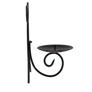 Black Metal Scroll Wall Sconce Candle Holder | Wall Mounted Pillar Candle Holder