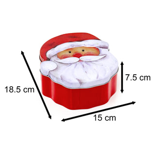 Charming Christmas Storage Tin With Festive Designs for Sweets Treats Surprises - Santa