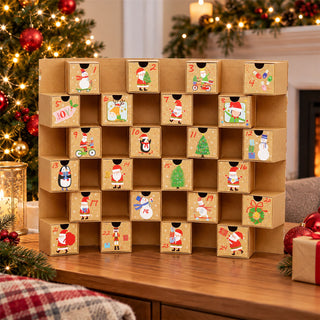 Natural Folding Fill Your Own Christmas Advent Calendar, 24 Drawer Countdown
