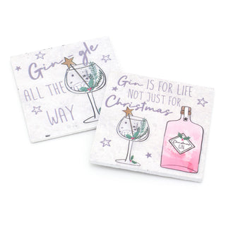 Funny Quote Gin Coaster Slate | Novelty Drinks Christmas Coaster | Square Cup Mug Table Mats - Design Varies One Supplied
