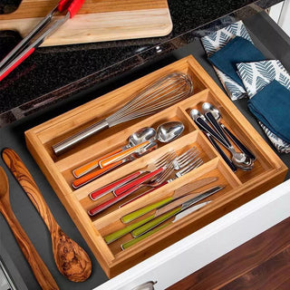 Extendable Cutlery Tray | 7-compartment Cutlery Drawer Organiser - 28 to 45cm