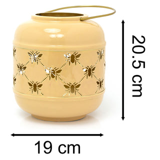 20cm Honey Bee Metal Hurricane Candle Lantern | Decorative Hanging Lantern For Home Garden Patio | Indoor Outdoor Bee Lantern Bee Decor Garden Gifts