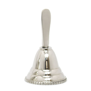 Silver Brass Mini Hand Held Service Bell | 7x4cm Small Hand Bell - School Bell, Dinner Bell, Reception Bell ~ Design Varies