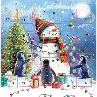 Festive Fun Christmas Advent Calendar Greetings Card, Snowman & Penguins