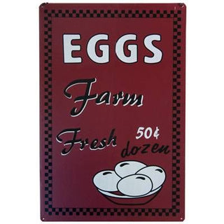 Vintage Style Hanging Metal Retro Sign 20Cm X 30Cm - Farm Fresh Eggs