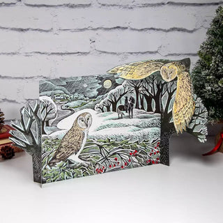 Owl in Winter Pop-up 3D Advent Calendar | Bird Christmas Calendar - 40x30cm