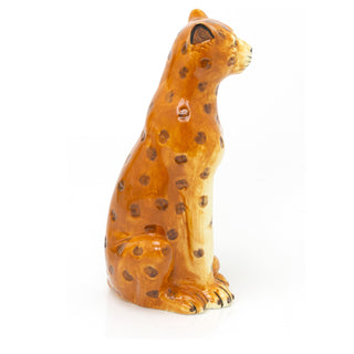 Retro Ceramic Leopard Ornament Figurine | Vintage Style Cheetah Big Cat Statue