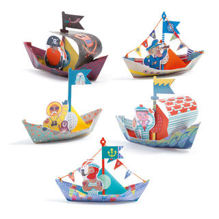 Djeco DJ08779 Origami Floating Boats Kit Create Your Own Paper Boats for Kids