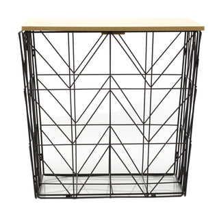 Folding Black Wire Side Table | Modern Storage Table Foldable End Table | Folding Bedside Table 40cm