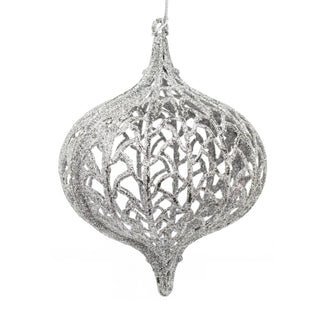 Silver Glitter Onion Christmas Bauble Sets | Deluxe Christmas Tree Ornament | Xmas Bauble Christmas Decor Hanging Decoration