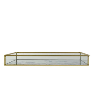 Blue Heron Mirrored Metal Tray | Decorative Oriental Vanity Trinket Tray - 24cm