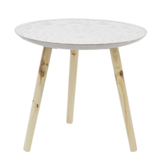 White Wooden Antique Style Round Side Table | Occasional Table Bedside Tables | Living Room End Tables