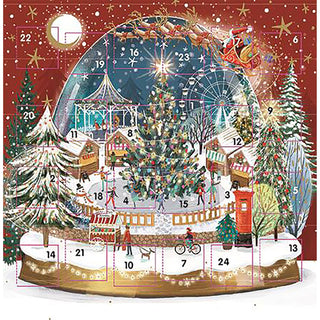 Christmas Market Advent Calendar Greetings Card, 24 Door Traditional Advent Card