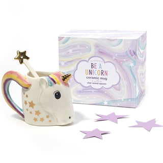 Cupcakes And Cartwheels Be A Unicorn Ceramic Mug With Star Wand Spoon