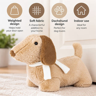Dachshund Fabric Dog Door Stop, 35cm Weighted Sausage Dog Doorstop