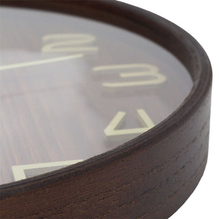 Dark Wood Round Wall Clock | Wooden Wall Clock with Gold Hands - 38cm