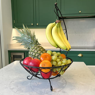 Black Metal Fruit Bowl With Banana Hanger