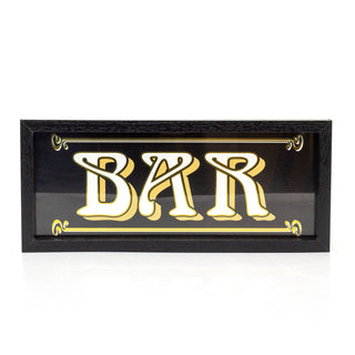 Wooden Black & Gold Art Deco Bar Sign | Vintage Style Drinks Bar Plaque Wall Art