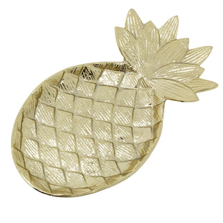 Pineapple Trinket Dish, 28cm Gold Metal Jewellery Ring Tray Catchall Dish Decor