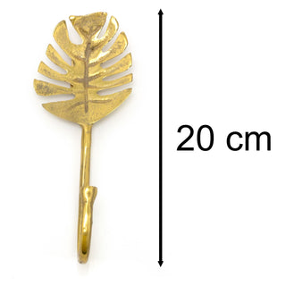 Golden Metal Palm Leaf Wall Hook | Decorative Coat Hook Hanger - 20cm