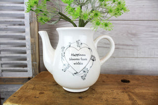 Charming Teapot Flower Vase | Ceramic Novelty Vase For Flowers | Country Kitchen Jugs Porcelain Flower Vase