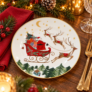 Santa Sleigh Christmas Side Plate, Gisela Graham Bone China, 19cm