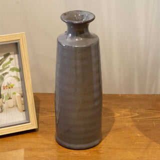 Blue Reactive Bottle Vase 22.8cm | Decorative Ceramic Stoneware for Flowers