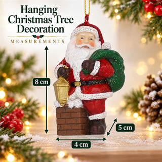Santa On Chimney Resin Hanging Christmas Tree Decoration, Gisela Graham 8cm