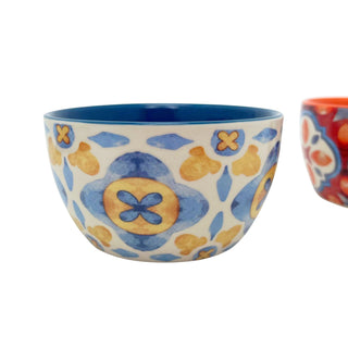 Tuscany Set of 2 Ceramic Snack Bowls with Wooden Paddle Serving Tray - 25cm
