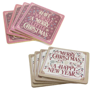 Set Of 4 Traditional Christmas Design Wipe Clean Table Coasters