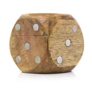 Set Of 5 Wooden Die In Dice Shaped Case | Five Piece Dice Game Set Storage Case